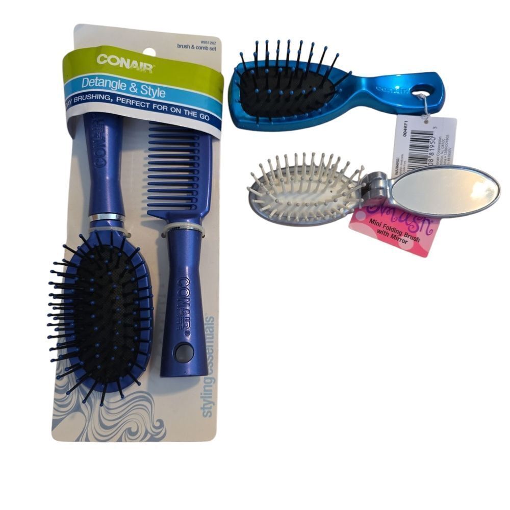 Conair Blue Detangle & Style Brush and Comb Set